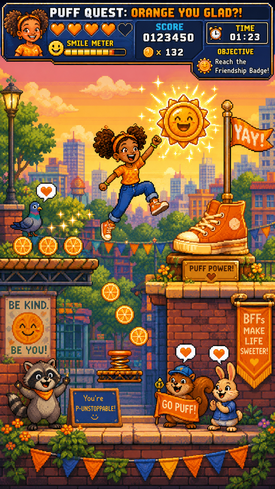Gameplay screenshot with Ruby in Puff Quest